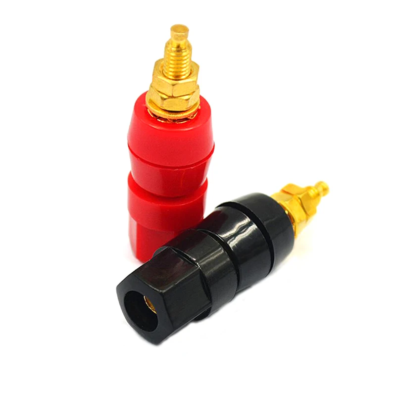 레드 블랙 커넥터 앰프 터미널 바인딩 포스트 바나나 스피커 플러그 잭 어댑터 소켓, 1 쌍 (블랙 + 레드)