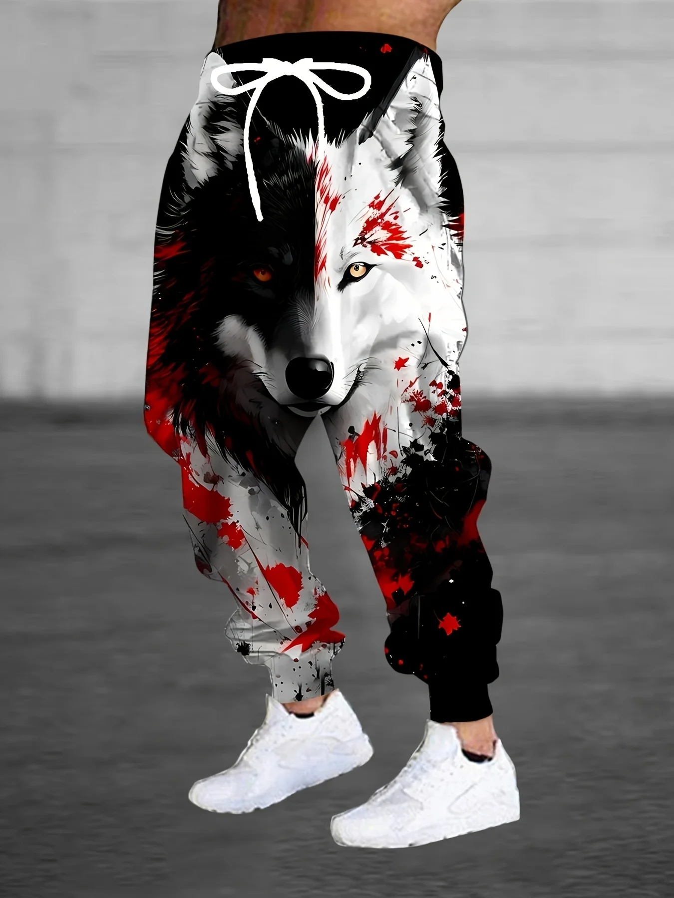 2026 New Hot Selling Men's Wolf Pattern Casual 3D Printed Sports Pants Holiday Gifts Fashionable Comfortable Trendy Leg Tights