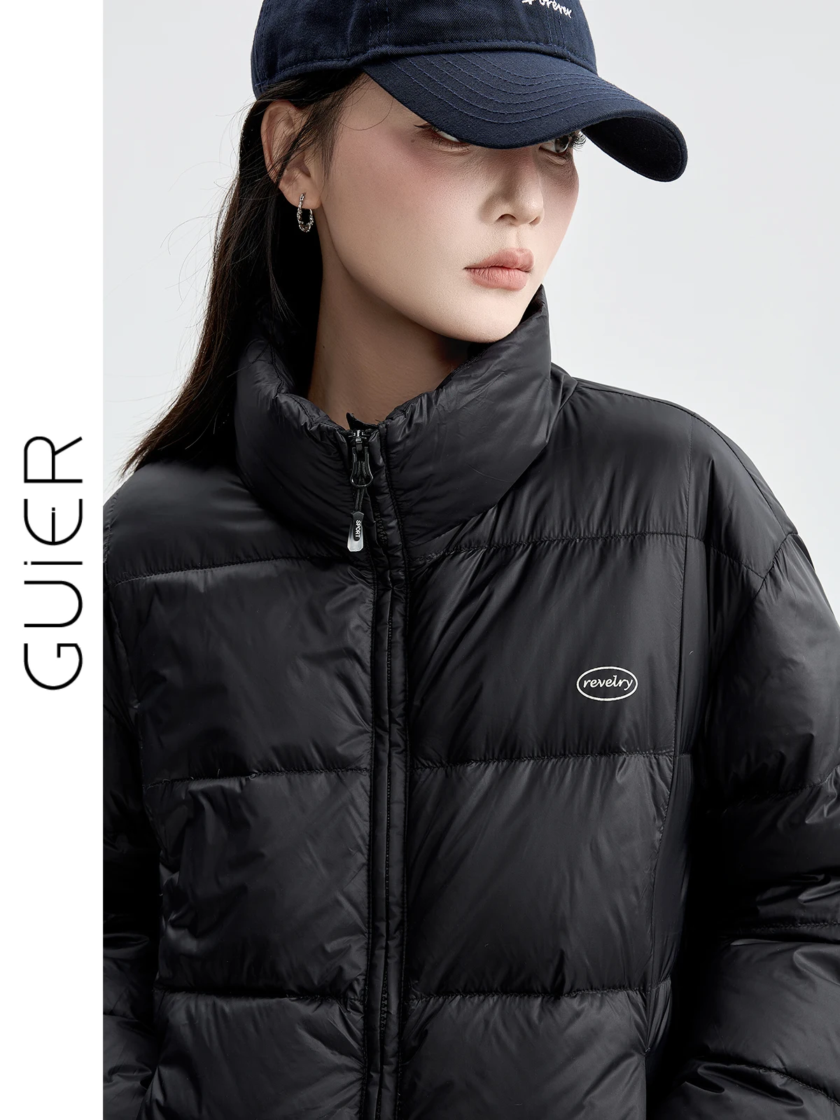 

Женская зимняя куртка Bla с воротником-стойкой, свободного кроя, с эффектом похудения, из белого пуха, теплая верхняя одежда, комфортная, стандартный крой