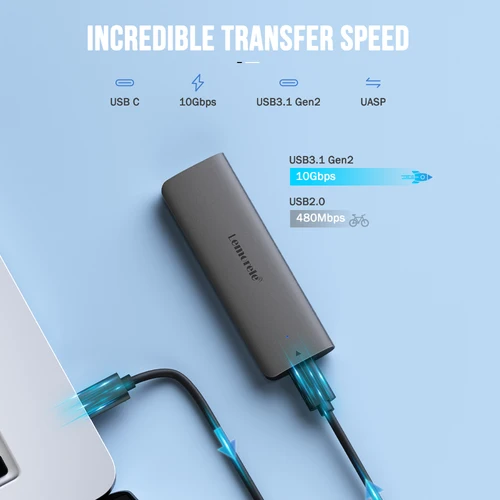 Imagen 2 del producto Lemorele-carcasa para disco duro externo, carcasa para SSD, M.2, NVMe, USB 3,1, 10gbps, PCIe, M.2