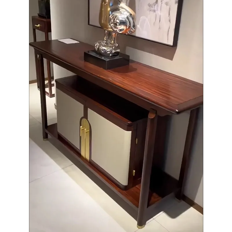 

New Chinese-style ebony entrance solid wood table, table against the wall, modern light luxury style