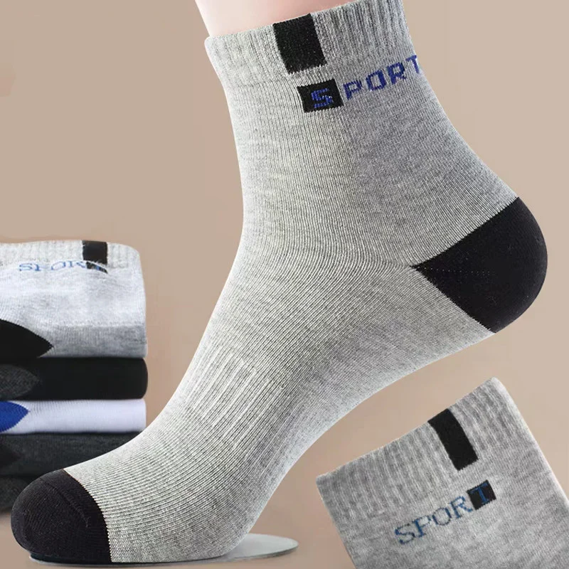 Sock For Men Sport Breathable Soft Letter Fashion Sneakers Middle Tube Stocking Towel Sox Summer Running