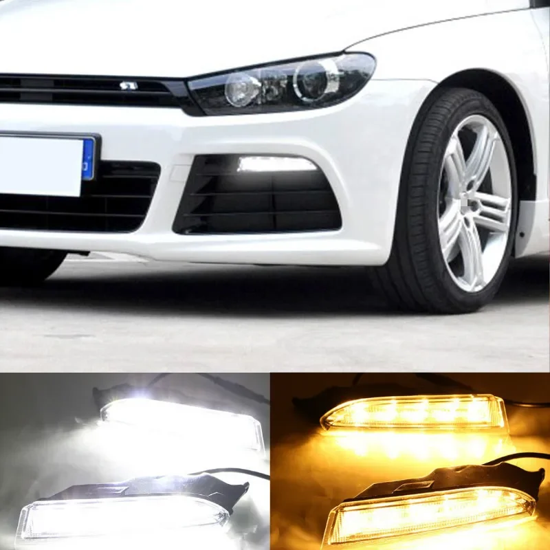 

2pcs For Volkswagen VW Scirocco R 2010 - 2014 LED DRL Daytime Running Light Daylight driving yellow turn Signal lamp