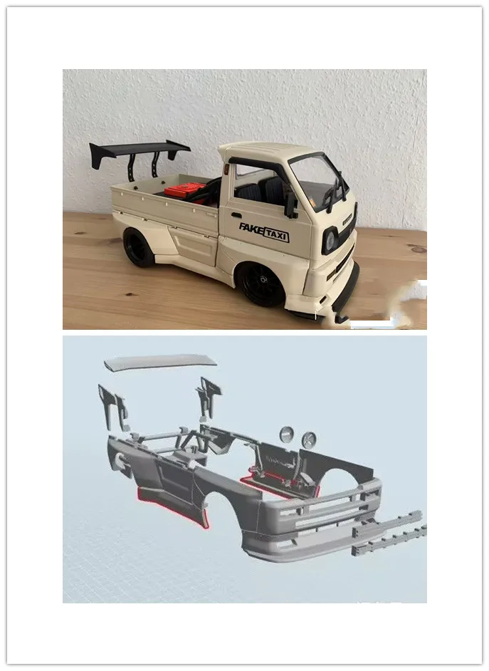 3D プリントハードカーワイドボディキット WPL D12 D14 1/10 RWD オフ