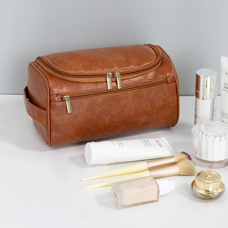 PU Toiletry Bag for Men Women Dopp Kit Mens Hanging Toiletry Bag Travel Toiletry Bag for Traveling Large Cosmetic Bag