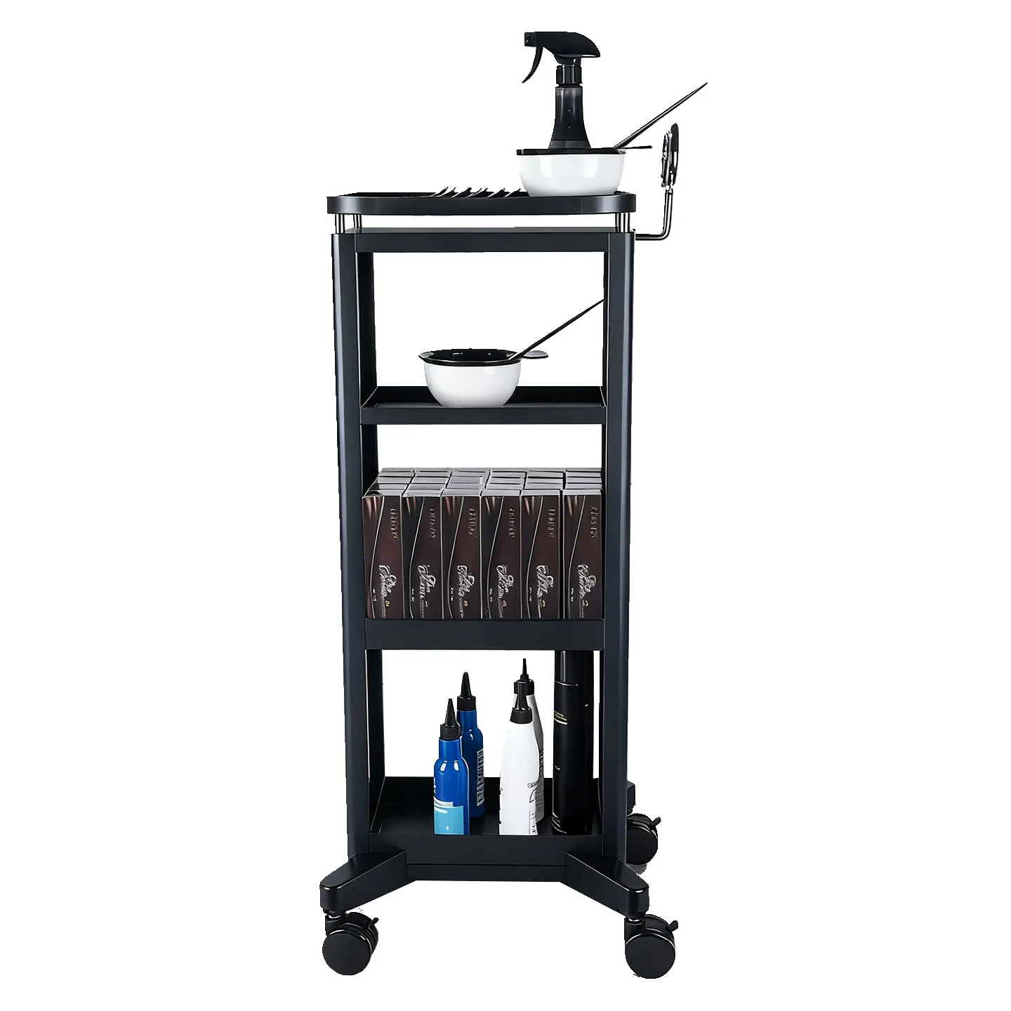 Hair Dyeing Mobile Rack Trolley Hair Salon Furniture Four-layer Barber Shop Salon Trolley Cart Hair Styling Tools Cabinet