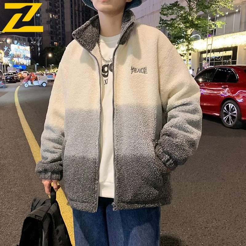 

COMXZ Мужская куртка на хлопковой подкладке с градиентом, американская модная флисовая дорожная зимняя толстая теплая лыжная куртка-пуховик, свободное уличное пальто-парка