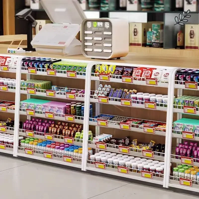 Display rack in front of the cashier bar, chewing gum small shelf, supermarket small snack rack, convenience store pharmacy fron