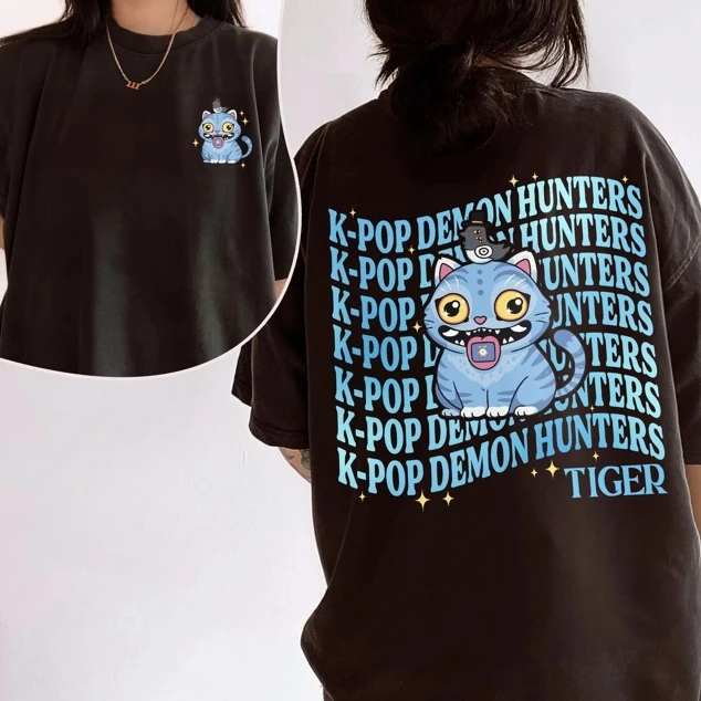 

Summer Demon Hunters Derpy Tiger Tee New Movie Harajuku Summer KPop Demon Hunters Tiger T-shirt Harajuku Gift Men Casual Women