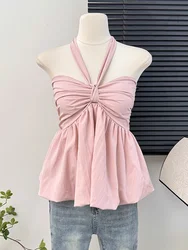 Women Summer Tube Solid Color Halter Camis Sleeveless Tank Top Women Clothes Casual Beach Camisole