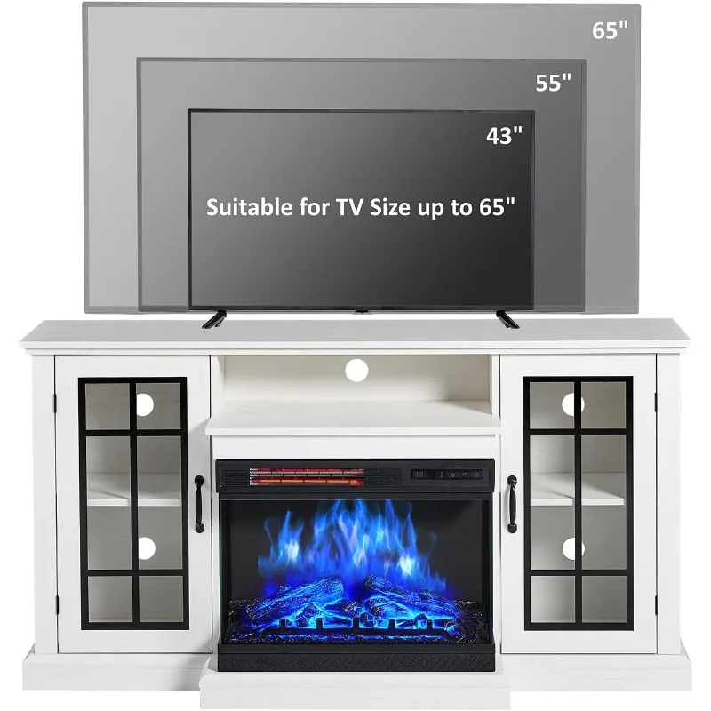 Fireplace TV Stand with 3-Sided Glass Electric Fireplace 59