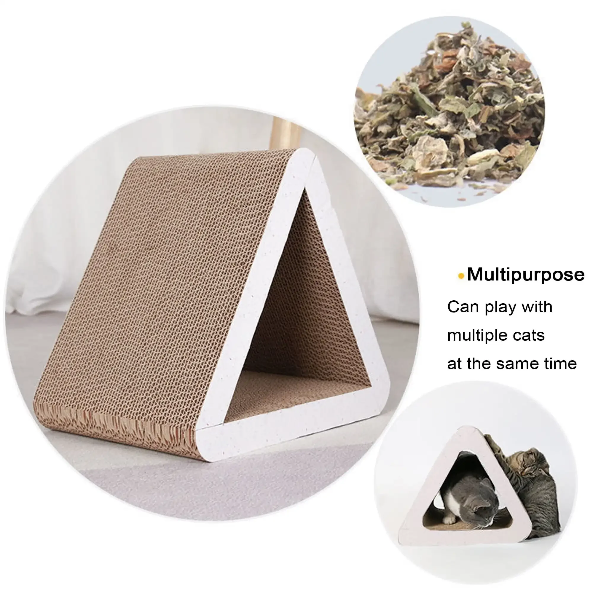 Triangular Cat Scratcher Cardboard, Cat Pad with Premium Textures Design, Durable Cat Scratching Play Toy