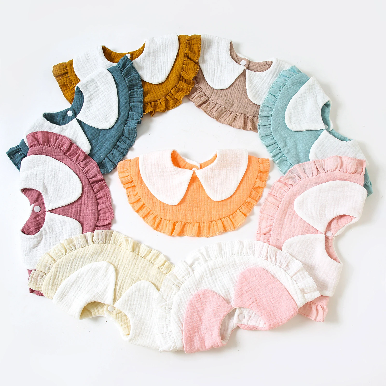 Baby Bibs 360 Degree Rotation Collar Adjustable Muslin Baby Kids Bandana Burp Cloth Soft Newborn Infant Saliva Towel Baby Stuff