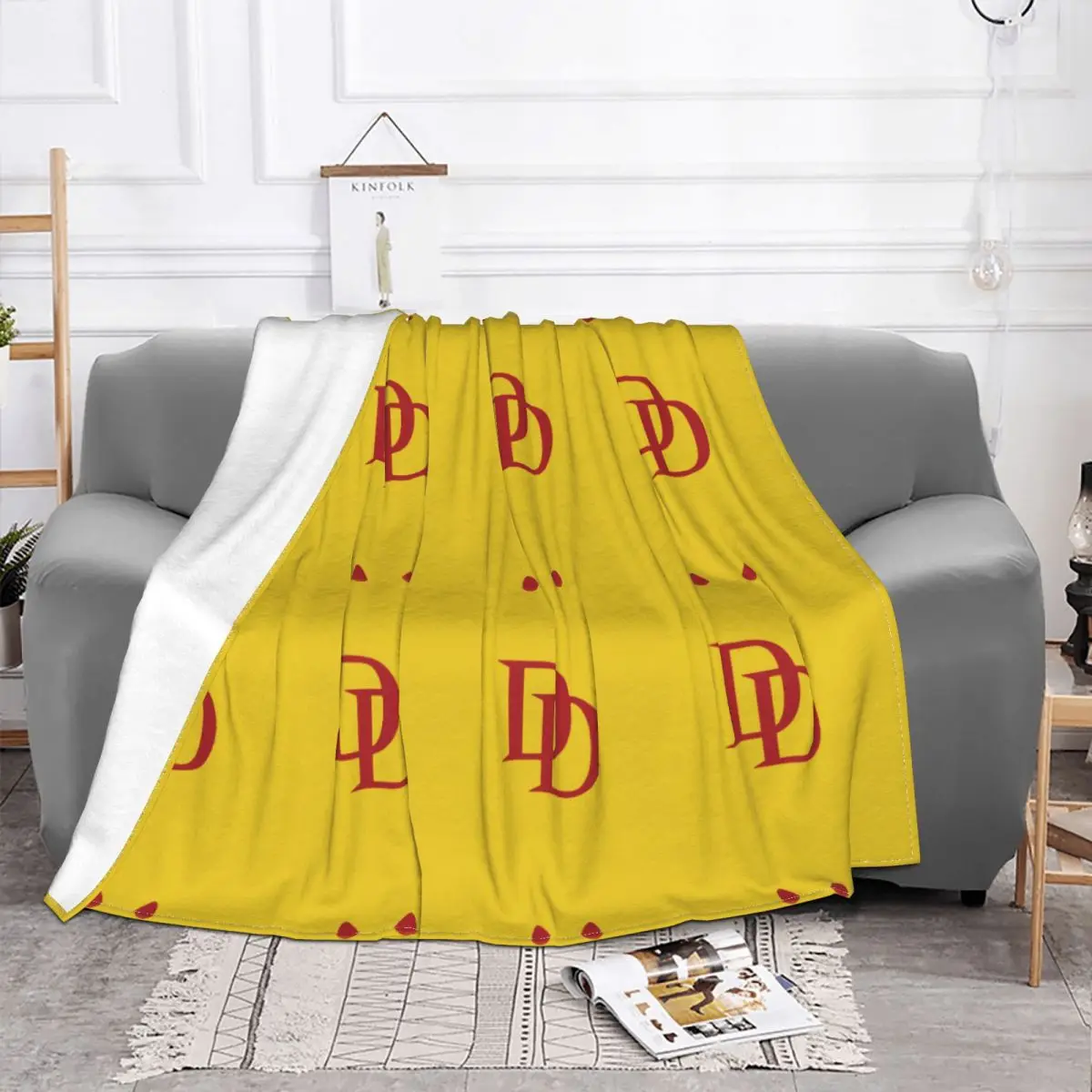 Marvel Daredevil Blanket Fleece Flannel Spring Autumn Cute Lightweight Plaid Yellow Throw Blankets For bed Rug Piece