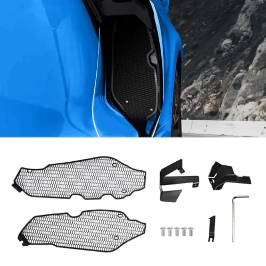 

2PCS Upgrade Side Intake Mesh Grilles InsertOEM Style Aluminum Driver and Right Passenger Side Radiator Air Intake Vent Guards