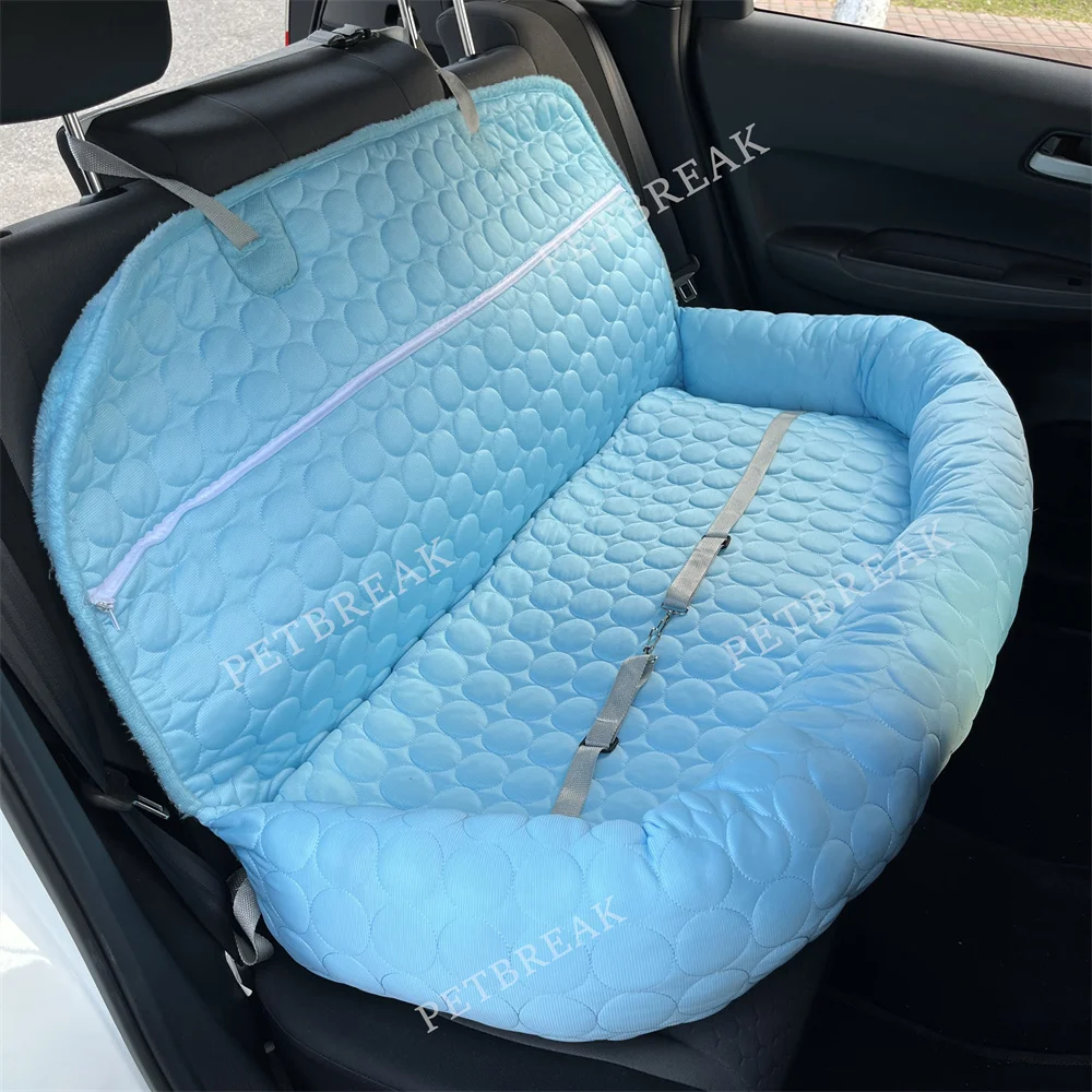 

Safety Dog Sofa Bed Pet Car Booster Seat Cooling Soft 2-seat For Summer Donut Dog Bed Outdoor Travel Cat Safety Seat