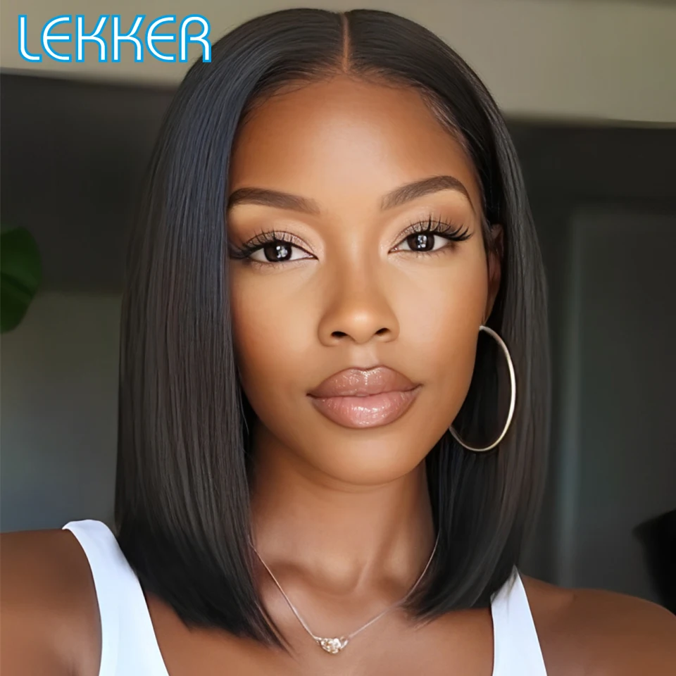 

Lekker Natural Dark Bone Straight 13x1 T Part Lace Front 100% Human Hair Wig For Women Brazilian Remy Hair Long Glueless Bob Wig