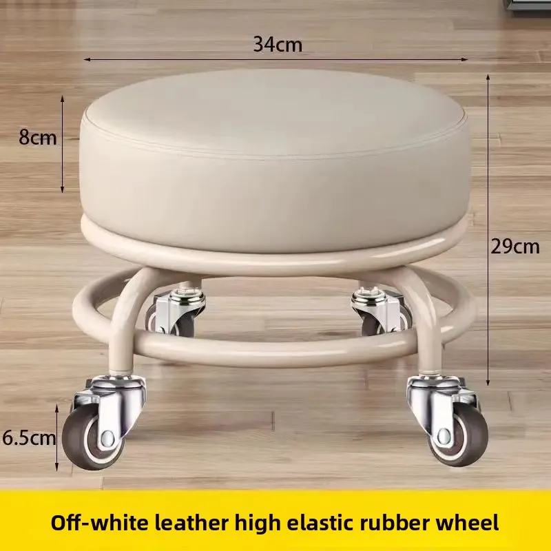‌Rotating Stool on Casters, Soft Rolling Footrest for Home, Compact Footstool with Wheels, Ergonomic Mobile Seat