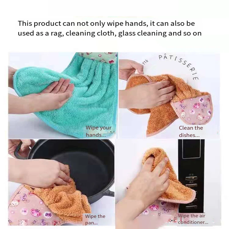 Coral Velvet Bathroom Supplies Soft Hand Towel Absorbent Cloth Dishcloths Hanging Cloth Kitchen Accessories for Women Men