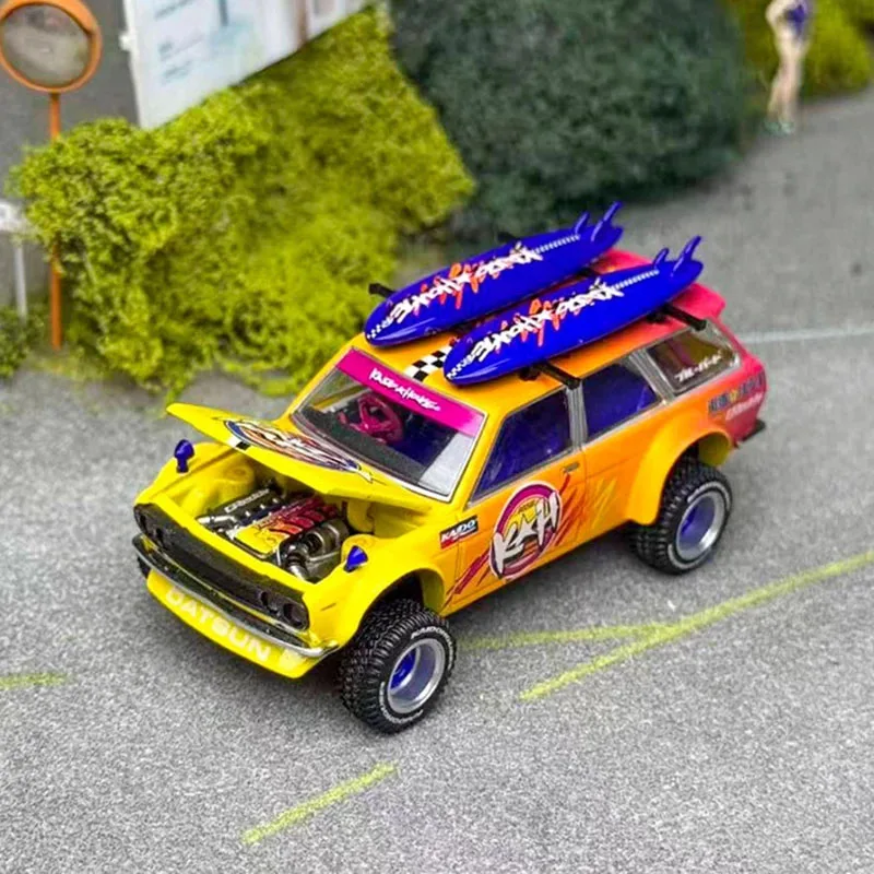 Kaido House+MINI GT 1:64 Scale #210 DATSUN 510 Wagon 4X4 ISLANDS V1 Alloy Car Model Static Decoration Collectibles Gift Toys