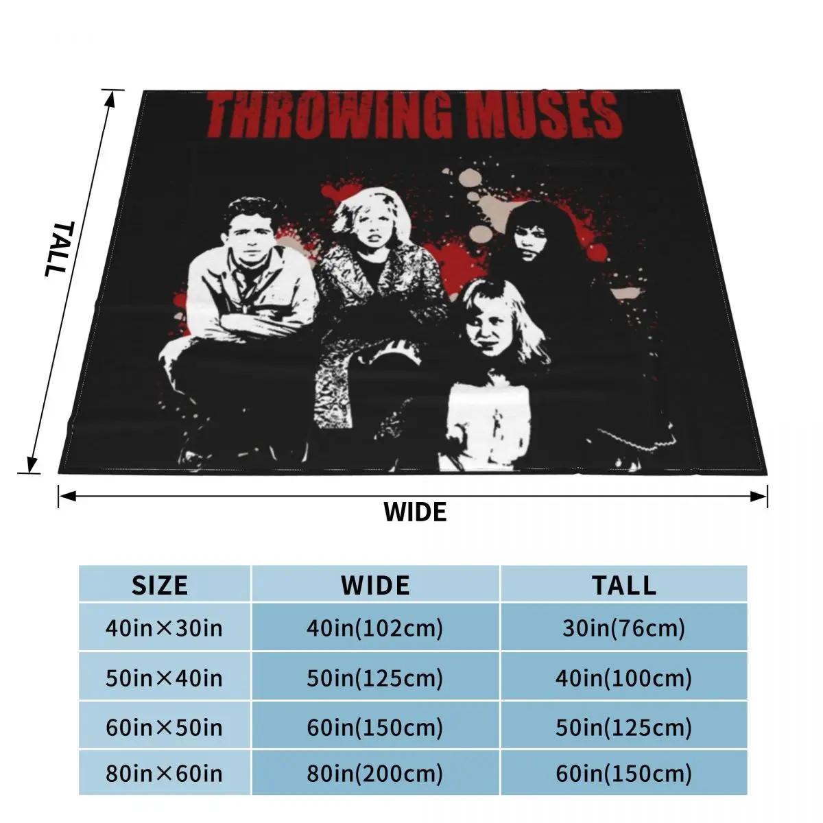 Throwing Muses-stencil shirt Throw Blanket Flannel Fabric Weighted Baby Blankets