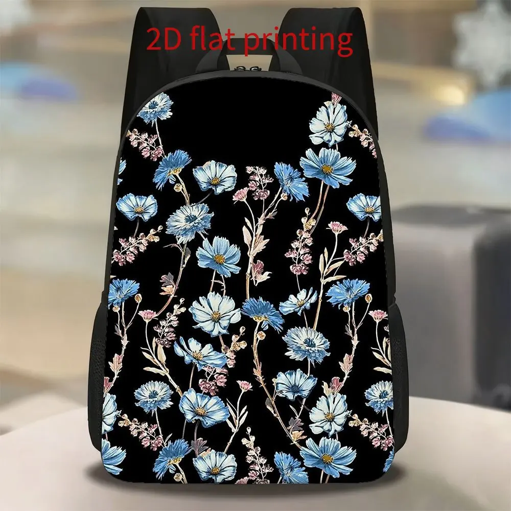 

1pc of blue flowers black backpack | Heat-resistant, soft, skin-friendly and durable, suitable for daily commuting
