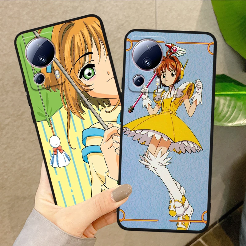 Anime Cardcaptor Sakura Cute Cover For Xiaomi Mi 14 13 12X 12 11 11T 11i 10T 10 Pro Lite Ultra 5G Black Phone Case