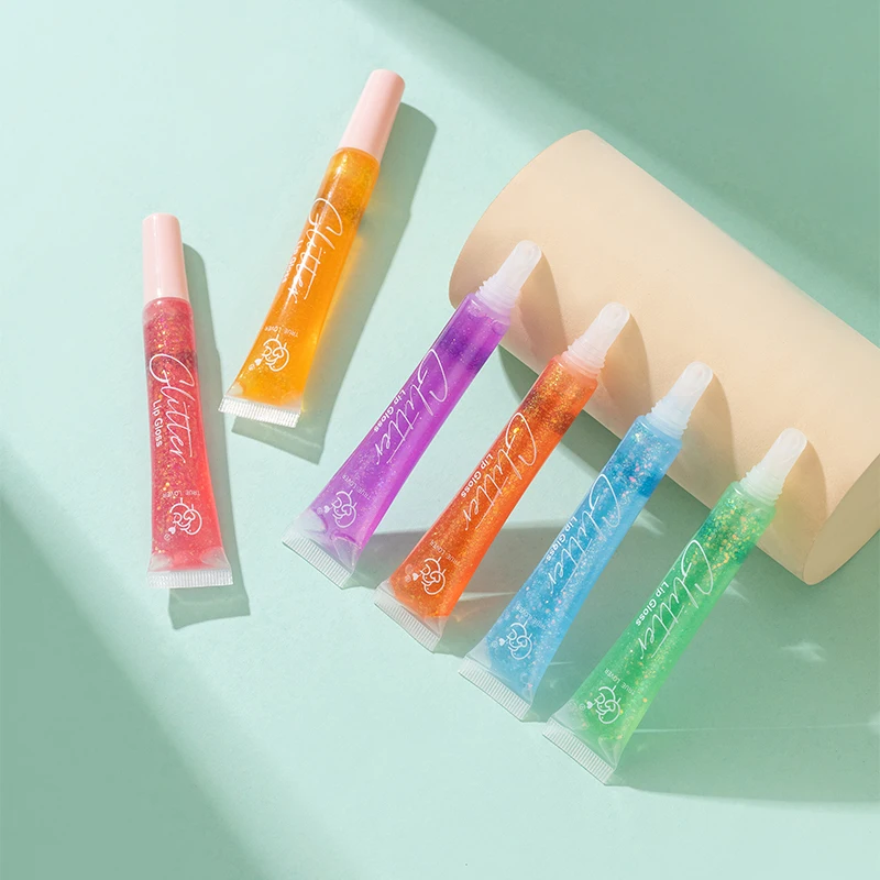 6-color high gloss jelly lip gloss, moisturizing lips, essential for parties, parties, and makeup. High gloss jelly lip gloss