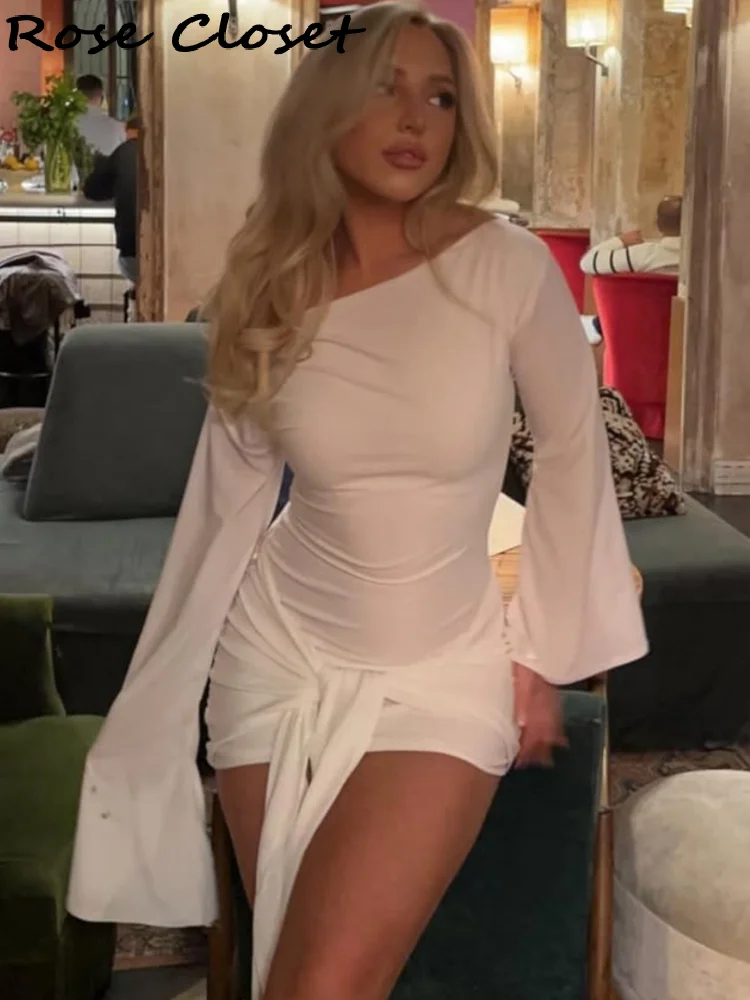 الصلبة قبالة الكتف Bodycon فستان المرأة موضة الخصر Cinched الدانتيل يصل مثير سليم تنورة صغيرة 2025 جديد نادي الحفلات فساتين للسيدات