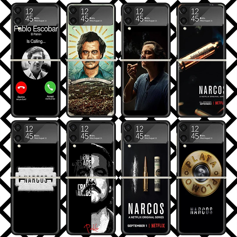 Narcos Pablo Escobar Phone Case For Samsung Z Flip 7 6 5 4 3 Galaxy ZFLIP7 ZFlip6 5G Flip5 Flip4 Flip3 5g Black Hard Cover