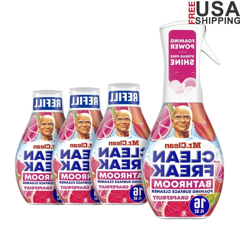 

Foaming Bathroom Cleaner Multi-Surface Spray Starter Kit Refill Grapefruit Scent Streak-Free Shine Power Nozzle Easy Clean