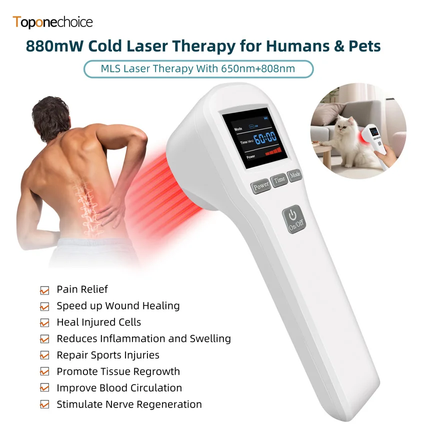 

4x808nm 16x650nm 880mW LLLT Low Level Laser Therapy Cold Laser Therapeutic Device Arthritis Physicaltherapy Equipment for Pain