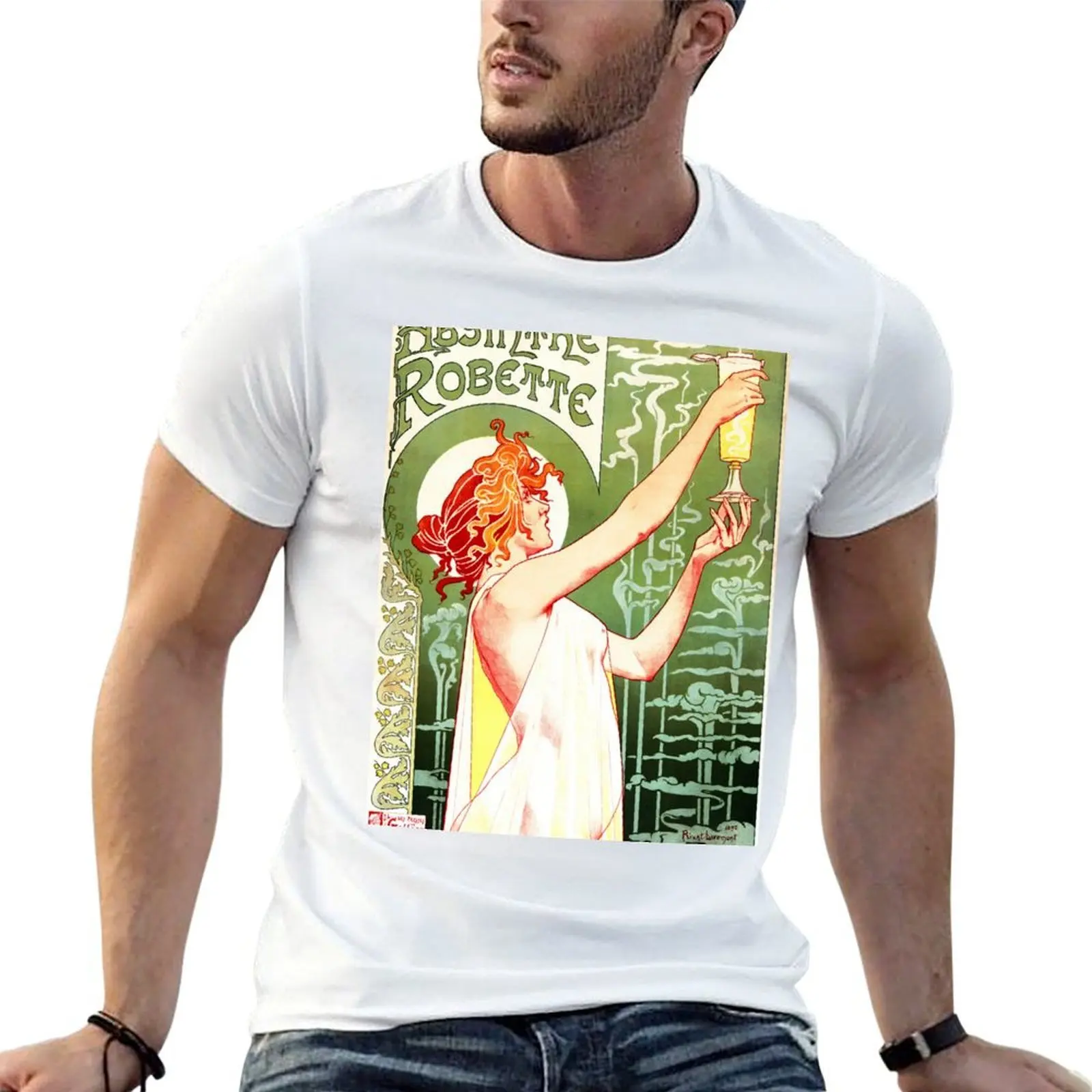 ABSINTHE ROBETTE by Henri Privat Livemont French Art Nouveau T-Shirt sports fans customs mens graphic t-shirts big and tall