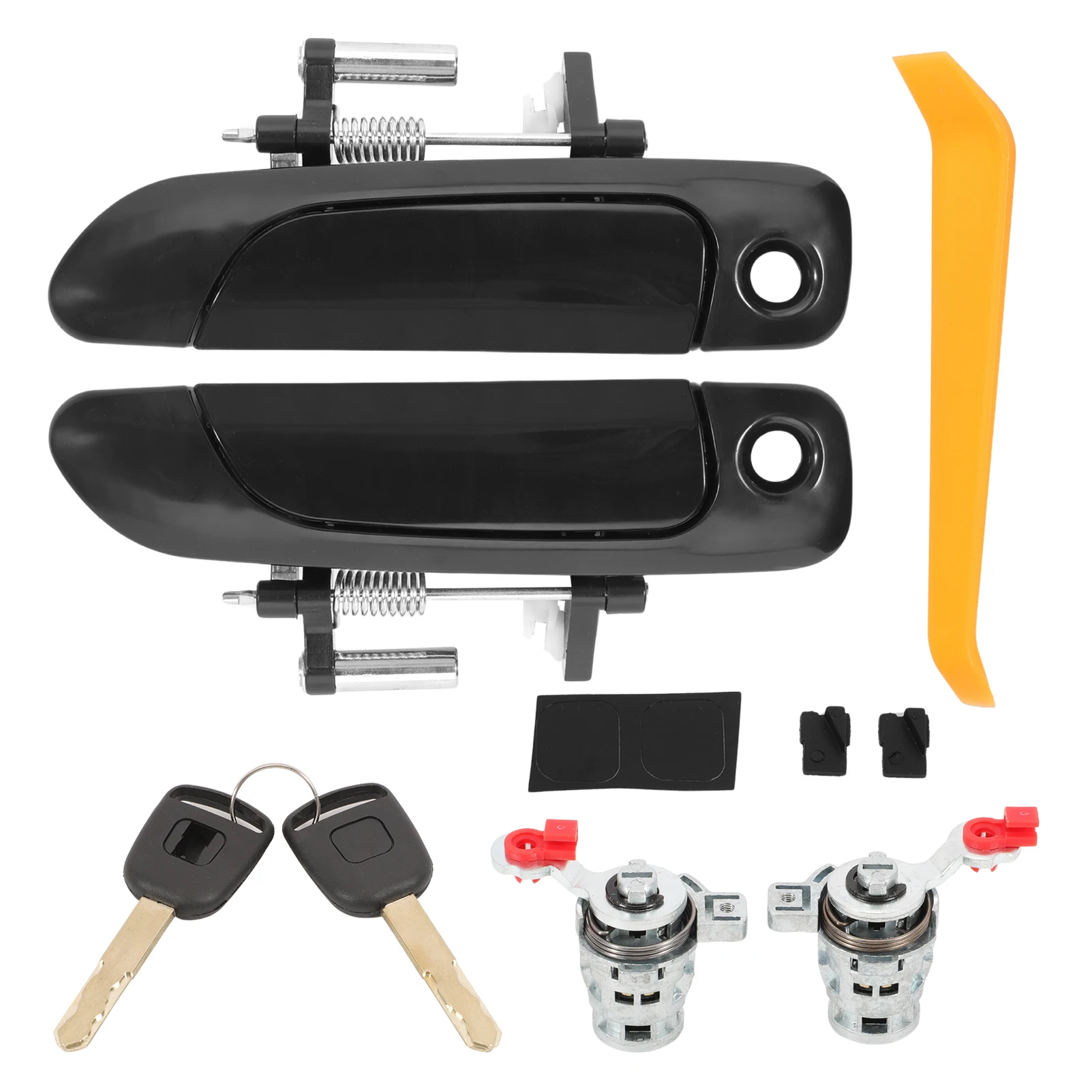 

1 пара передних черных наружных дверных ручек и цилиндров дверного замка 72180-S5D-A02 72145-S73-003 для Honda Civic 2001-2005 гг.