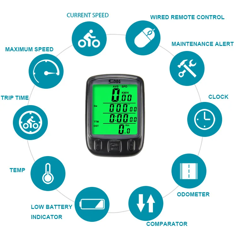 SD-563C Wireless Large Screen Bicycle Code Watch Bicycle Timer Stop Watch Chinese and English