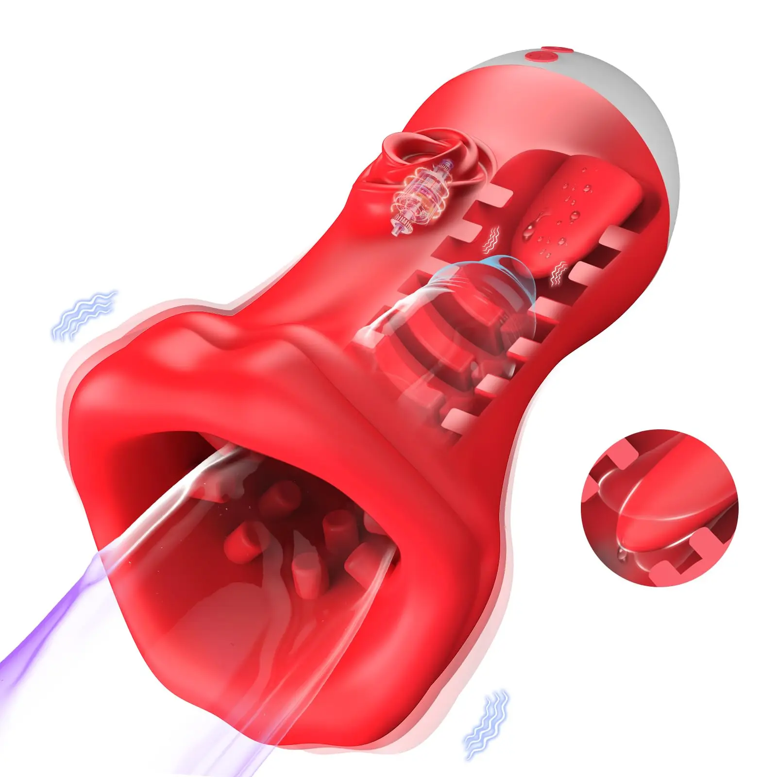 ชายลิ้นเลียVibrator Deep Throat Masturbatorคัพช่องปากอมควยอวัยวะเพศชายการฝึกอบรมGlansกระตุ้นหีช่องคลอดMen Sex Toys