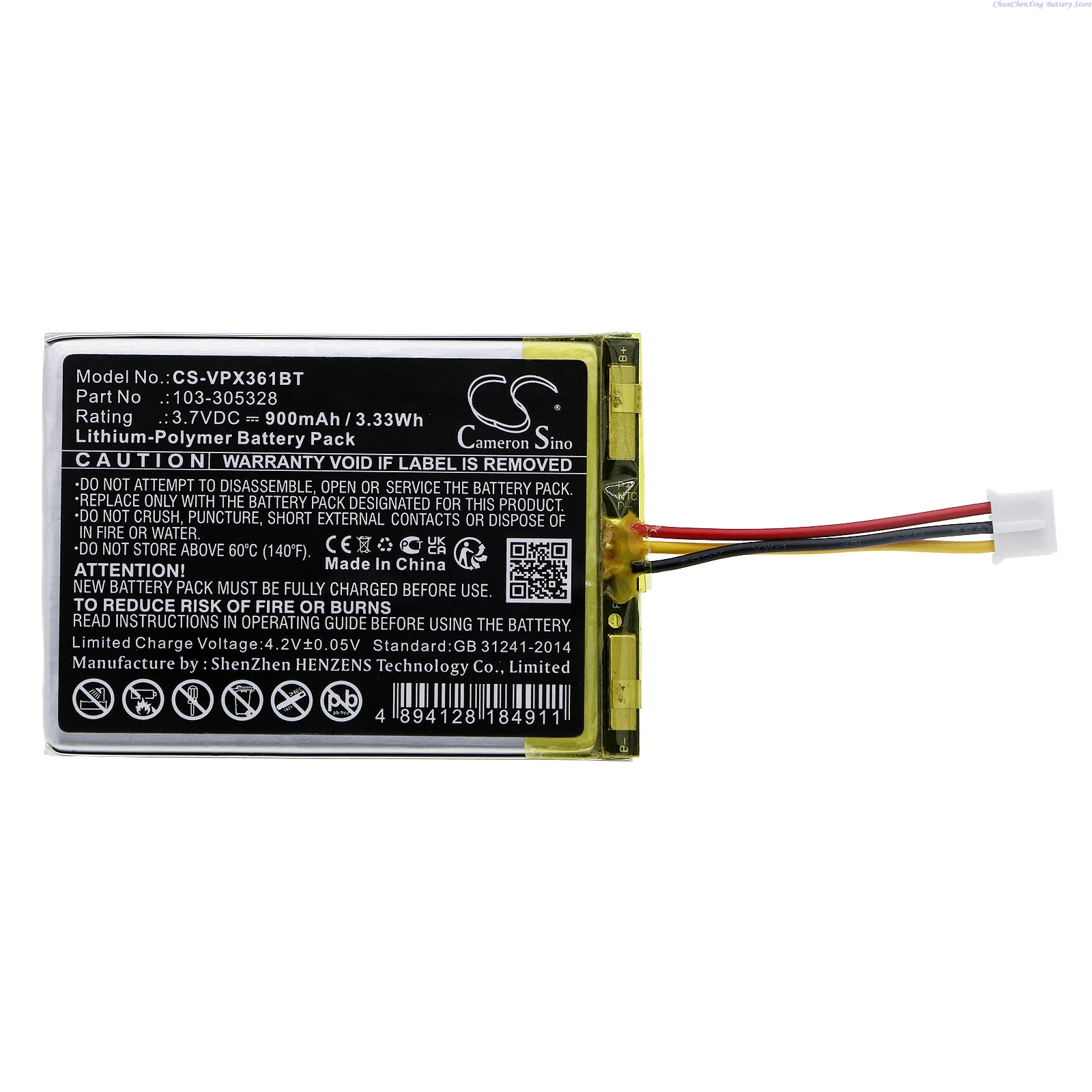 Cameron Sino 3,7 V 900 mAh Smart Home-batterij 103- 305328   voor Visonic PowerMaster 360, 360-pg2 + TOOL