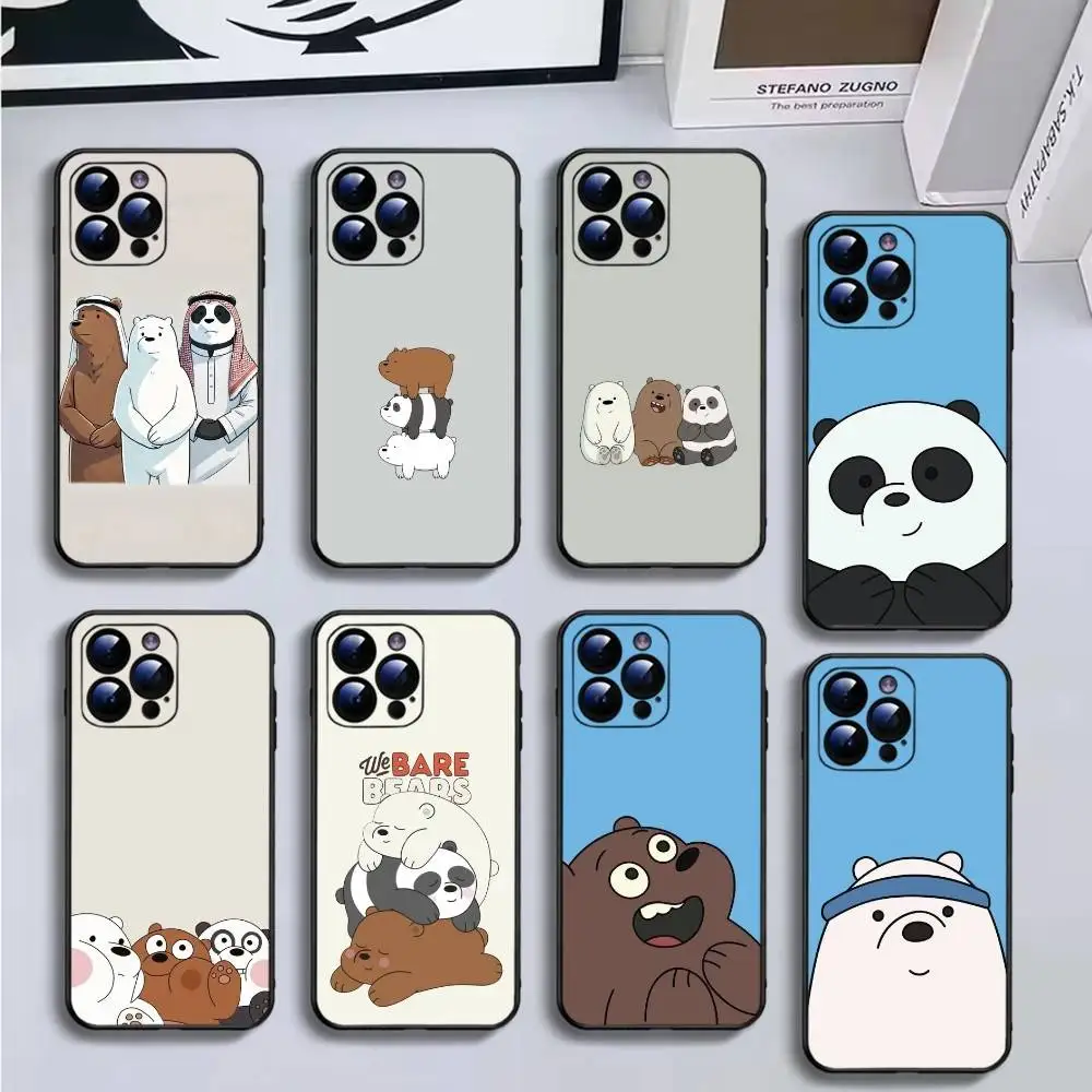 

Cartoon W-We Bare B-Bears Phone Case For iPhone16,15,14,13,12,11 Plus,Pro Max,XS,X,XR,SE,Mini,8,7,Soft Black Cover