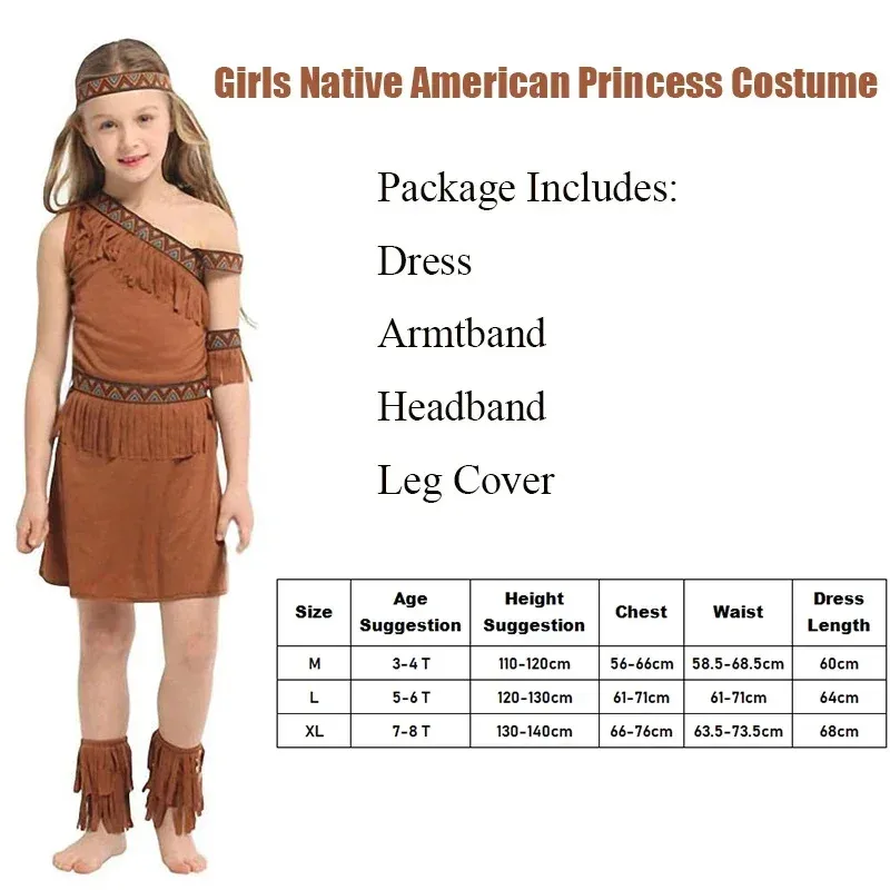 الهنود يتوهم اللباس لجميع القديسين كرنفال بوريم الأصلي الغابات الأميرة الأمريكية زي للفتيات