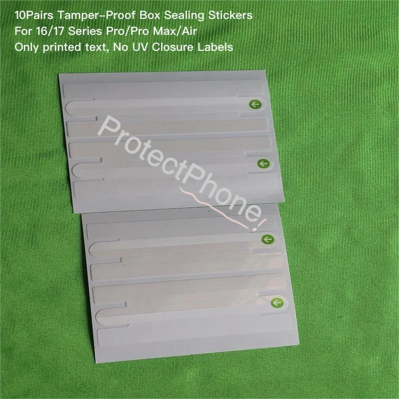 10Pairs Tamper-Proof Box Sealing Stickers for 16/17 Series Pro/Pro Max/Air No UV Phone Closure Labels for Sellers Repair Shops