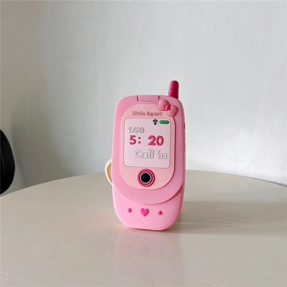 Модель телефона в стиле ретро для iphone 15 14 13 12 11, чехол для Apple iphone 15promax 15pro, Милый Забавный розовый держатель для телефона с зеркалом