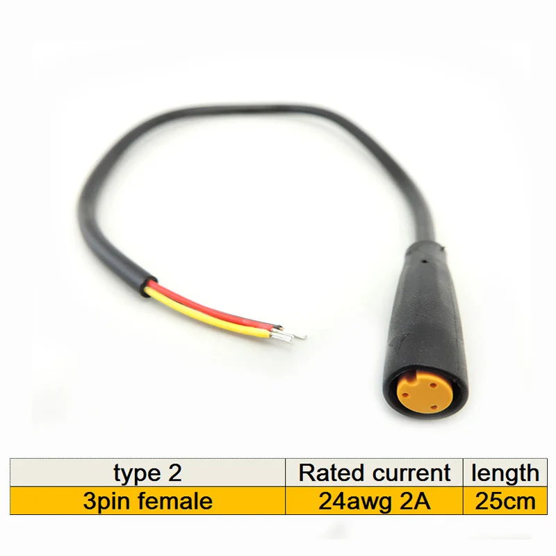 M8 Wasserdichter 3-Pin Elektrofahrrad-Verbindungsstecker Männlich Weiblich 3-Pin-Stecker Ebike Roller Bremskabel 24AWG 28AWG M20