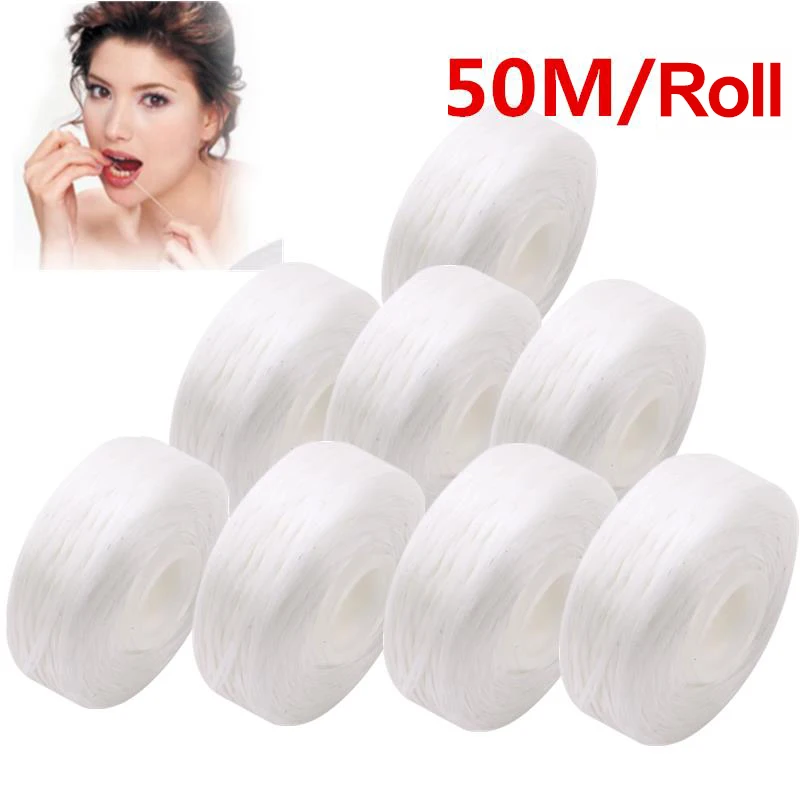 50M/Roll Nylon Dental Floss Refill, Oral Care Teeth Cleaning Floss Spool，Dental Flosser Oral Hygiene Teeth Cleaning