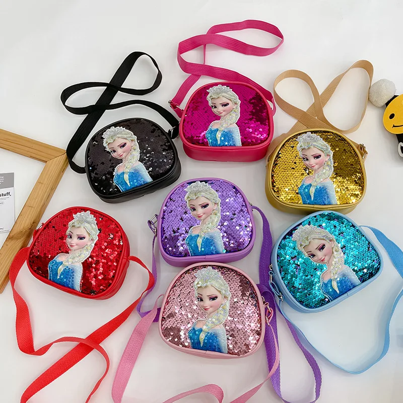 Torby Crossbody Disney Princess Frozen 2 Elsa Sofia kreskówkowa torba na ramię dziewczęce modne cekiny torebki plecak dla dzieci