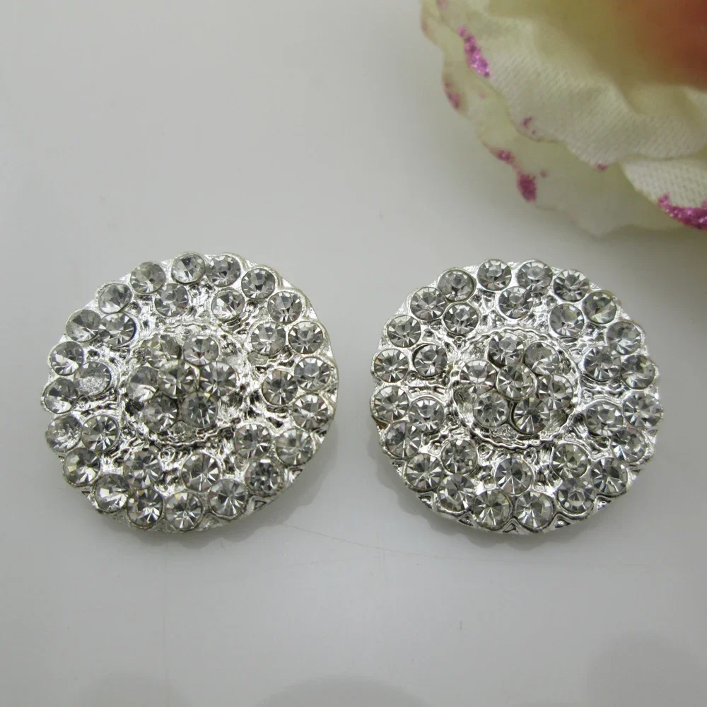(BT78 20 mm) 5 stuks sprankelende ronde metalen knopversiering schacht voor kledingaccessoire