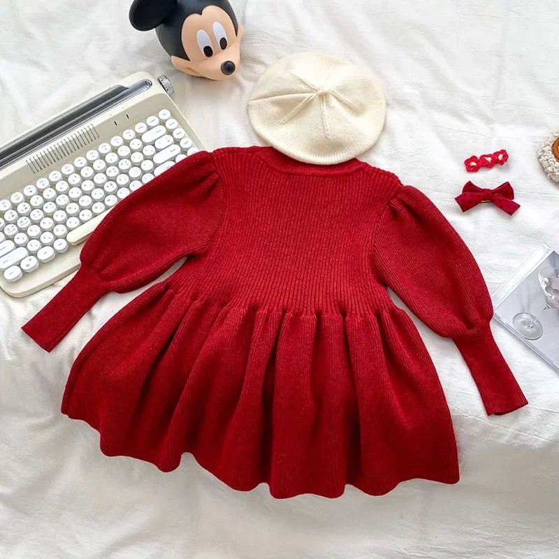 

0-4Yrs Christmas Infant Girls Children Knitting Dress Baby Girls Dress Long Sleeved Christmas Knitted Kids Princess Dresses