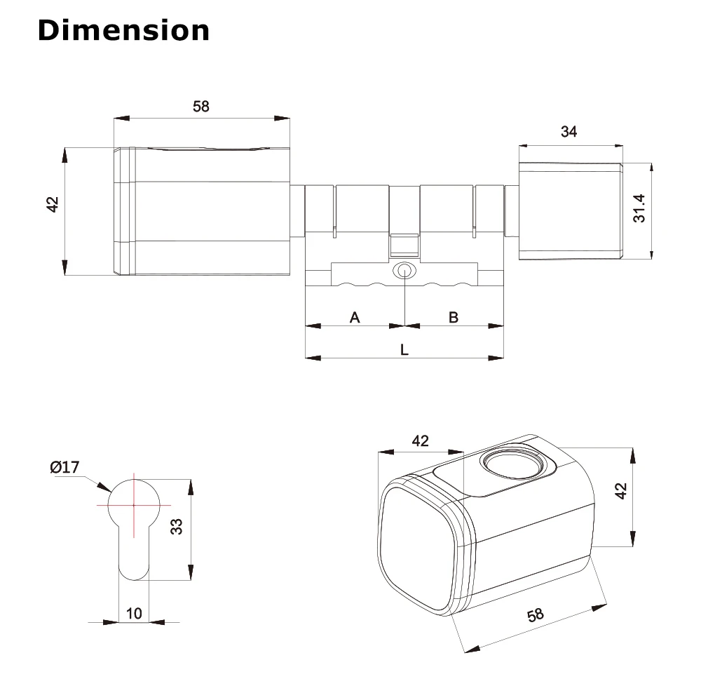 TUYA APP OEM Euro Cylinder Fingerprint Rfid Card Digital Adjustable Cylinder Size TUYA APP Smart Lock VVPRO S1