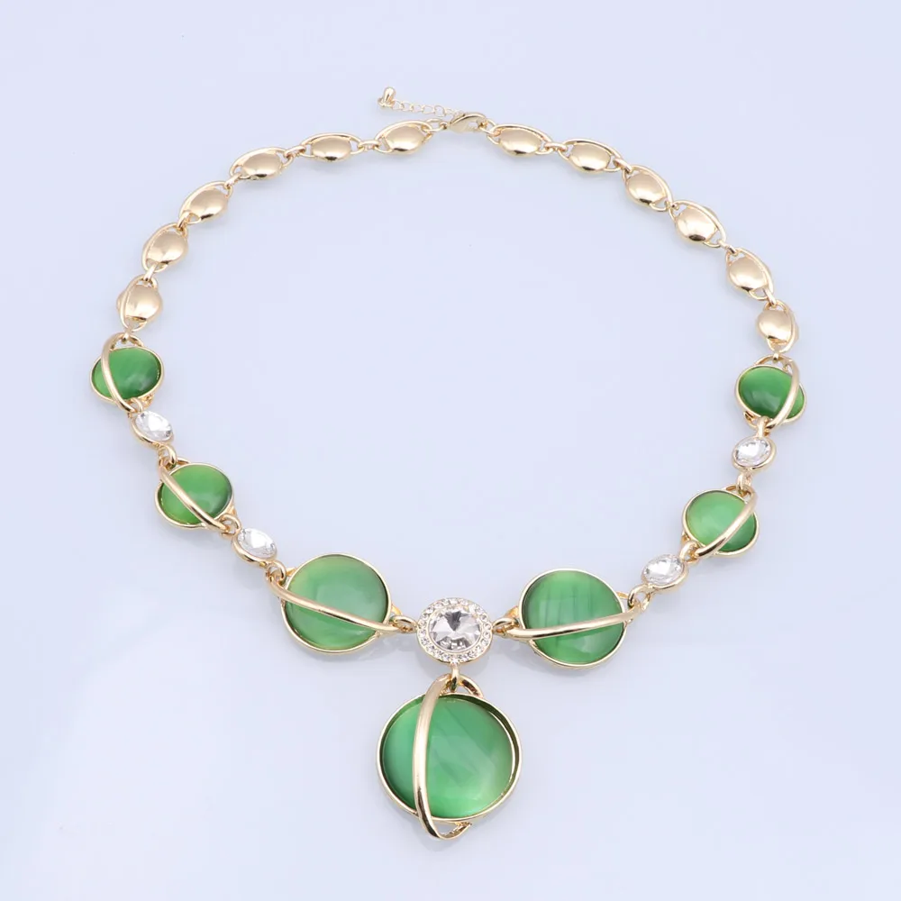 CYNTHIA Elegant Italian Gold Plated Opal Jewelry Set luxury Necklace Ring Earrings Bracelet For Women Wedding Party Accessories