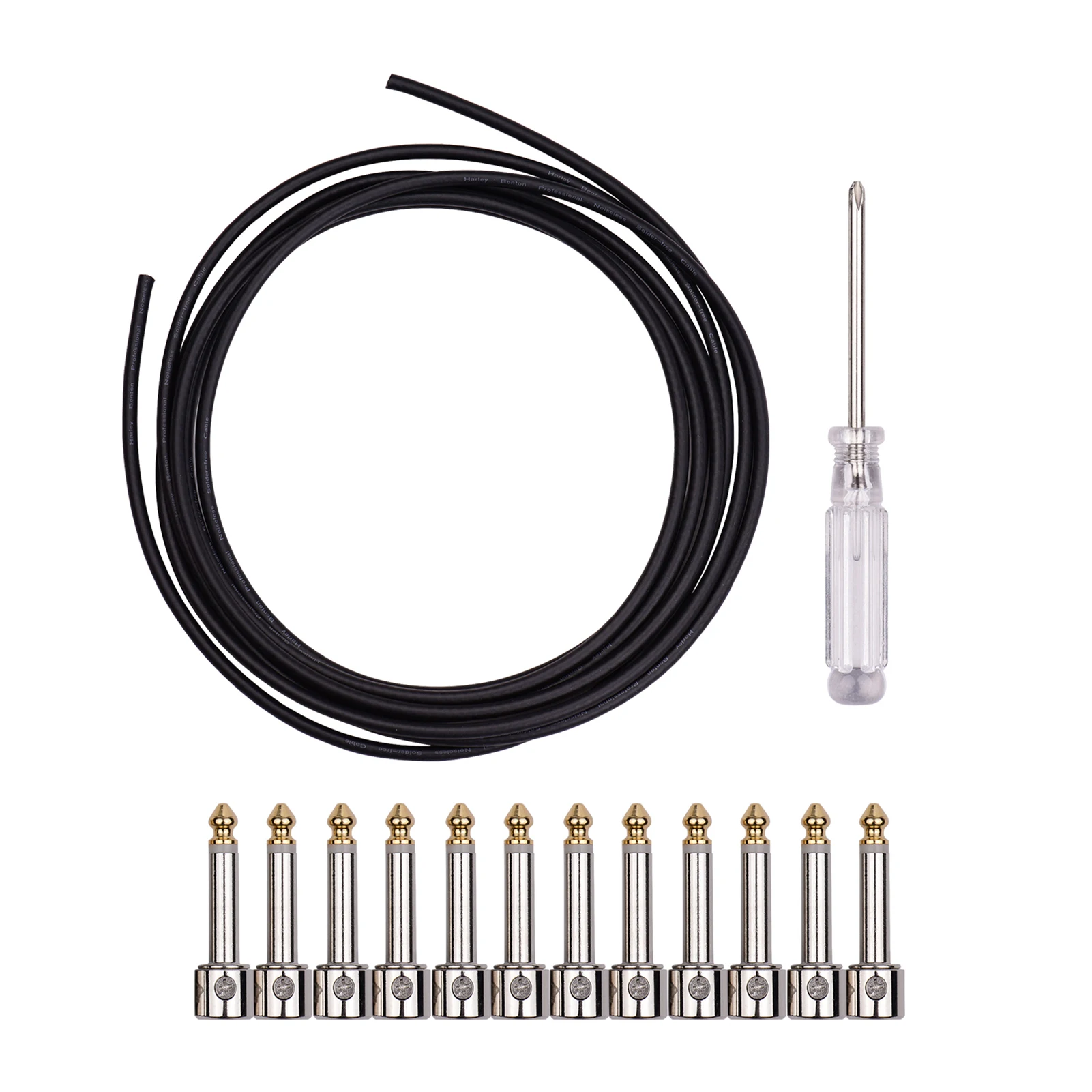 

Professional Solderless Patch Cable Kit DIY Guitar Pedal Board Cable Cord Wire 10 Solder Free Plugs 3M Cable Mini Screwdriver