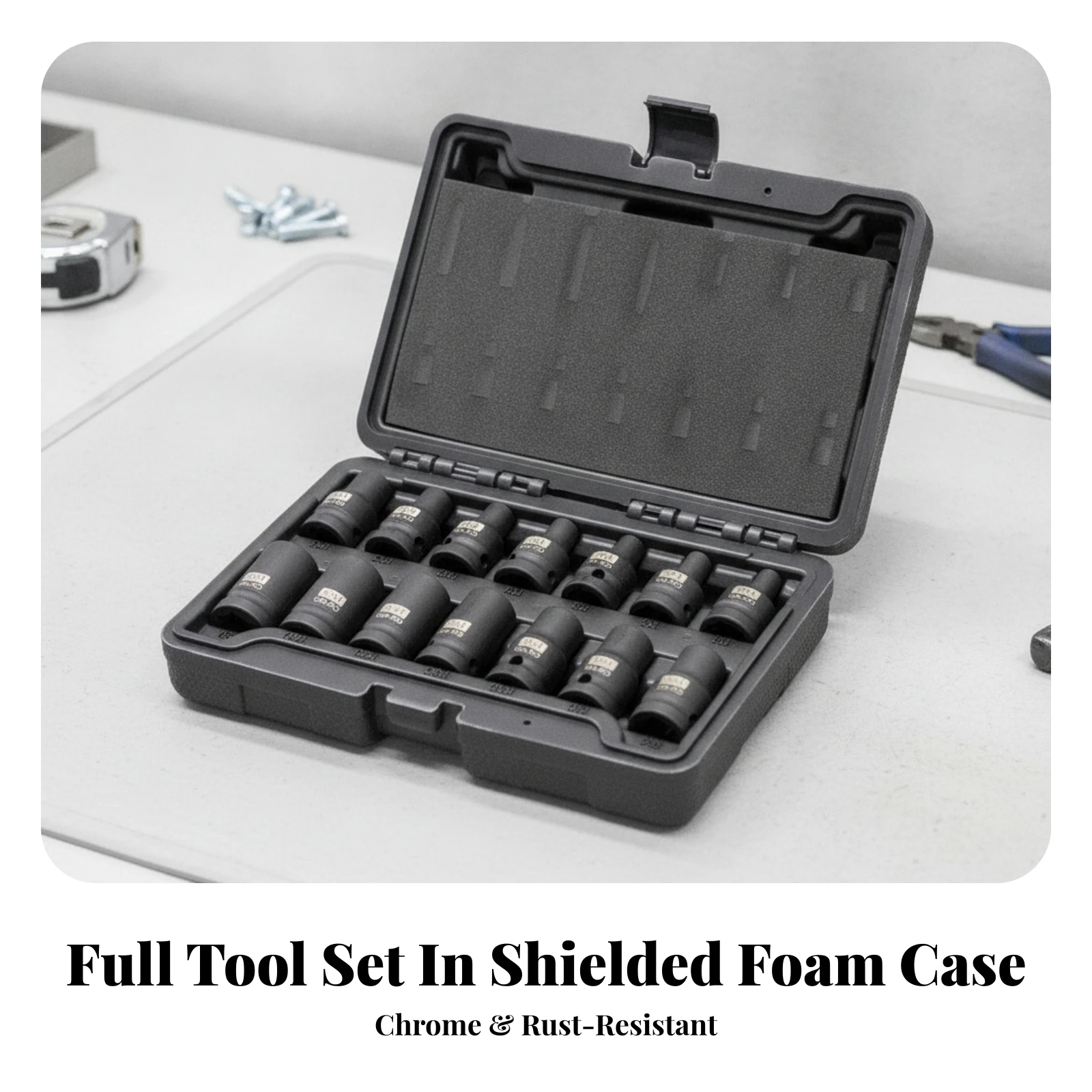 14 Pieces Tap Socket Set with Storage Case Wide Compatibility Metal Tap Socket Tools Low-Slip High-Strength